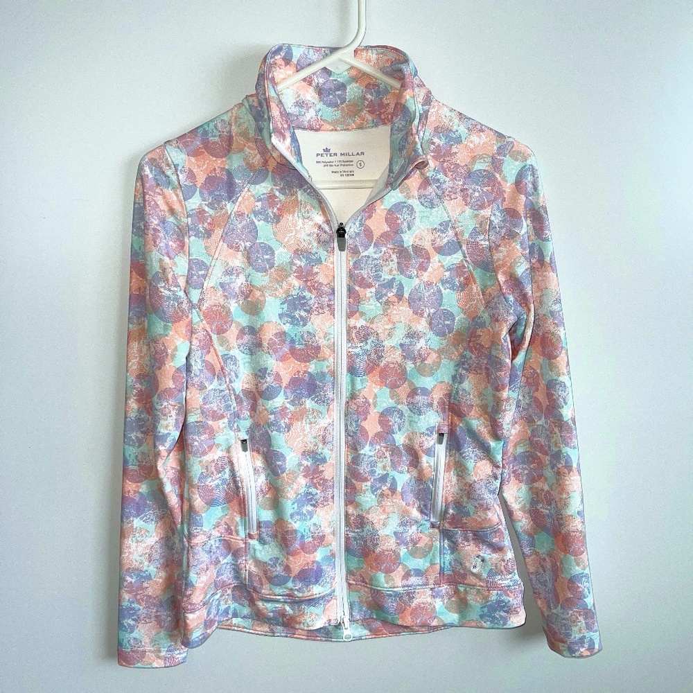 Peter Millar Zip front Pastel Crown Sport UPF‎ 50 Performance Golf Jacket Size S - Picture 1 of 8